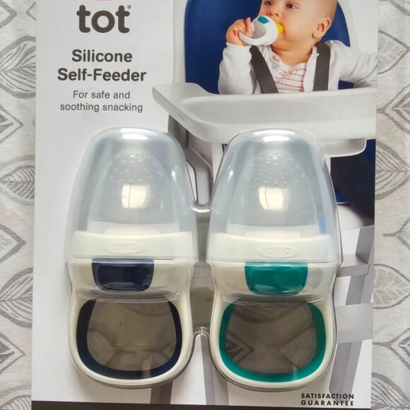 OXO Tot Silicone Self Feeder - 2pk - Navy/Teal - Picture 3 of 6